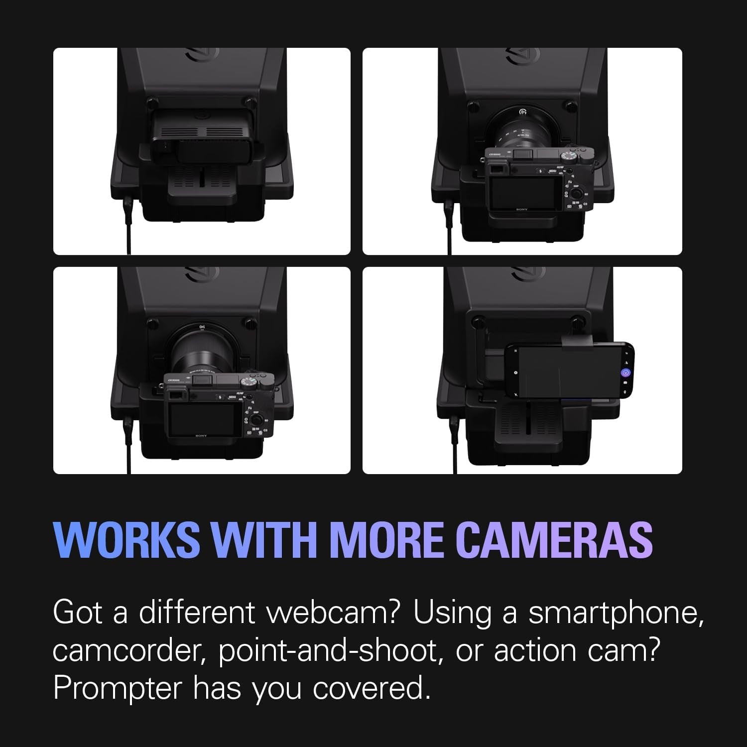 Prompter – Teleprompter with Built-In Screen for Youtube, Twitch, Zoom, MS Teams and More, Supports Dslr/Webcam/Smartphone, Drag & Drop Monitor Display, Works with Mac/Pc & Stream Deck
