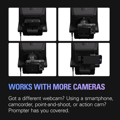 Prompter – Teleprompter with Built-In Screen for Youtube, Twitch, Zoom, MS Teams and More, Supports Dslr/Webcam/Smartphone, Drag & Drop Monitor Display, Works with Mac/Pc & Stream Deck