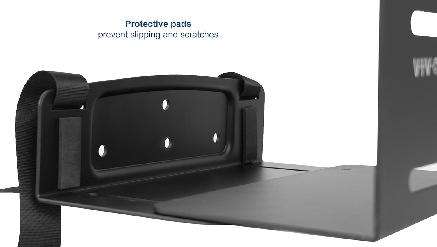 Universal PC Wall Mount, Adjustable Steel Bracket, Computer Case, Open Frame CPU Strap Holder, Black, MOUNT-PC03V