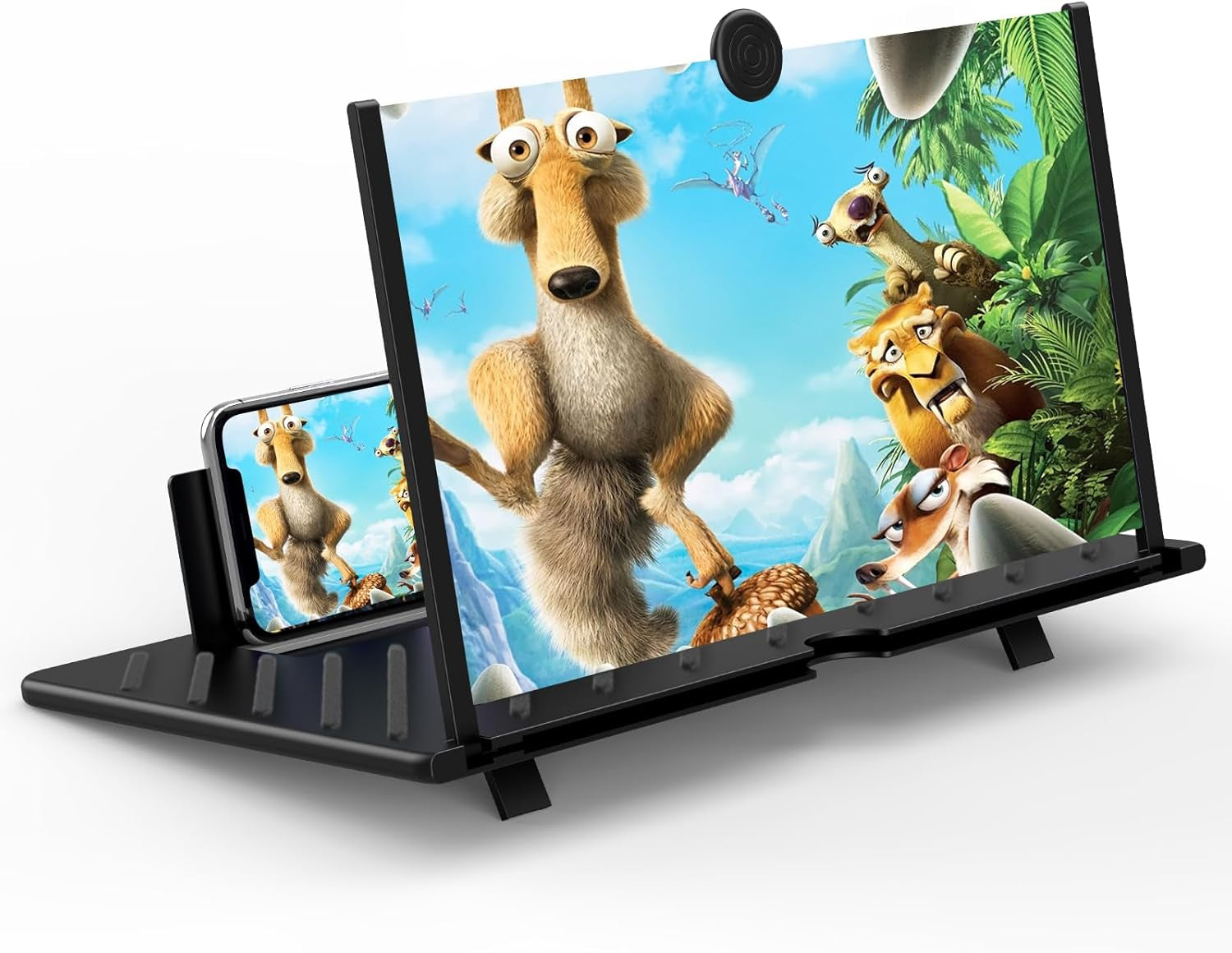 20" Screen Magnifier for Cell Phone,Mobile Phones 3D Magnifier, Screen Expanders for Movies, Videos, and Gaming, Foldable Phone Stand with Screen Amplifier Compatible with All Smartphones(Black)