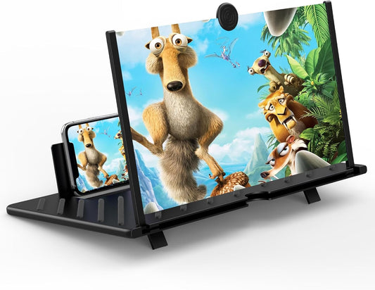 20" Screen Magnifier for Cell Phone,Mobile Phones 3D Magnifier, Screen Expanders for Movies, Videos, and Gaming, Foldable Phone Stand with Screen Amplifier Compatible with All Smartphones(Black)