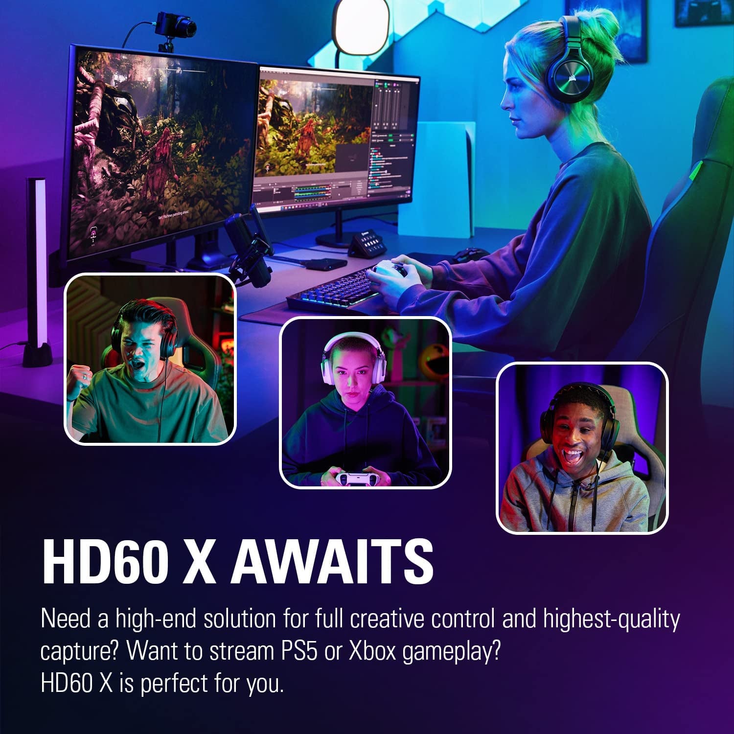 HD60 X - Stream and Record in 1080P60 HDR10 or 4K30 with Ultra-Low Latency on Ps5/Pro, Ps4/Pro, Xbox Series X/S, Xbox One X/S, in OBS and More, Works with PC and Mac