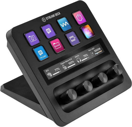 Stream Deck +, Audio Mixer, Production Console and Studio Controller for Content Creators, Streaming, Gaming, with Customizable Touch Strip Dials and LCD Keys, Works with Mac and PC