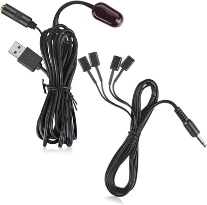 IR Repeater Hidden Infrared Remote Extender System 1 Receiver 4 Emitters Control Kit USB Adapter for Amplifier Cable Box Satellite TV Receiver CD Player DVD Player Blu-Ray Player