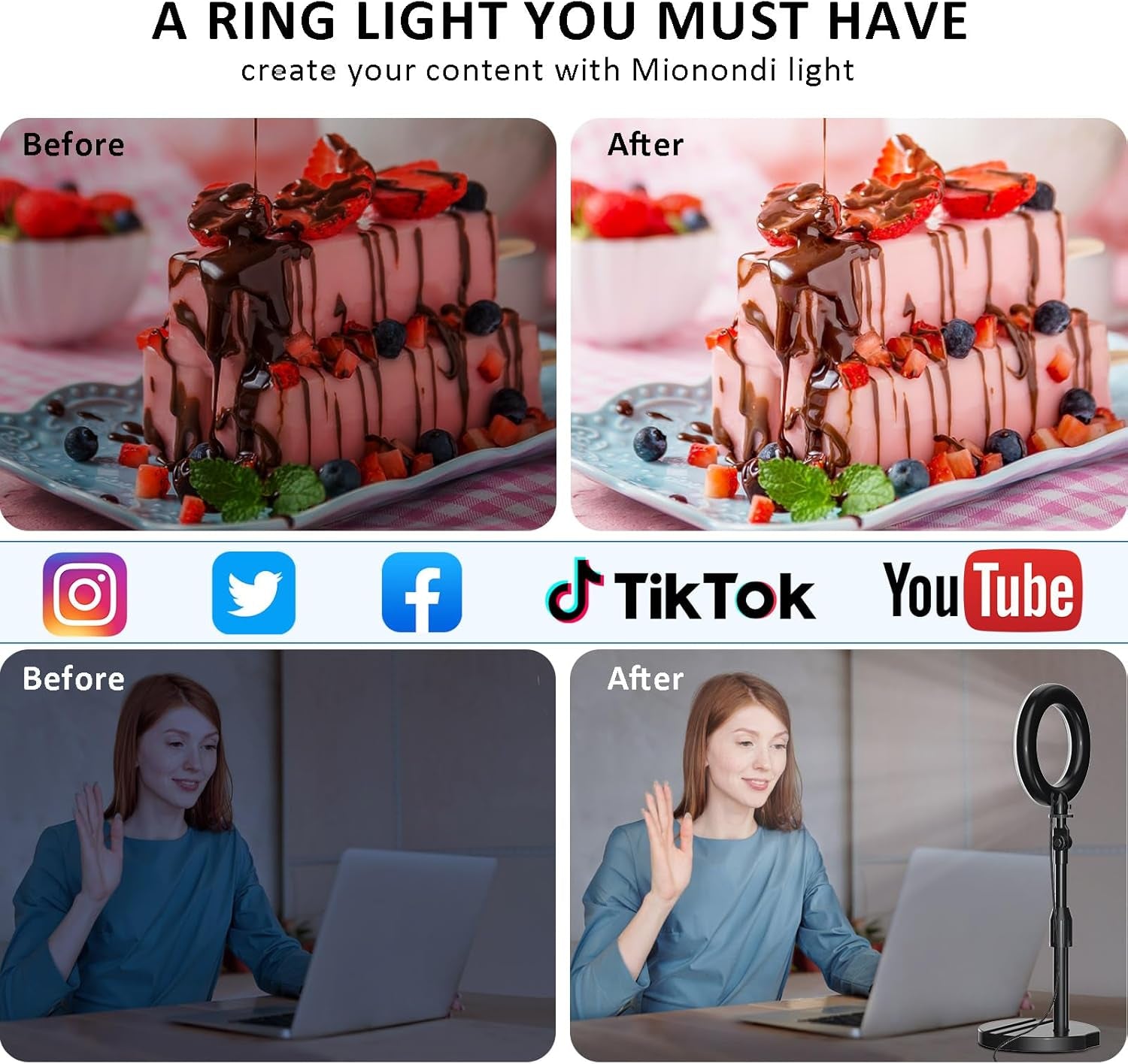 Desk Ring Light with Telescopic Stand, Travel Desktop Hola Light for Phone Selfie Laptop Zoom Video Calls Makeup Tiktok Reels Live Streaming
